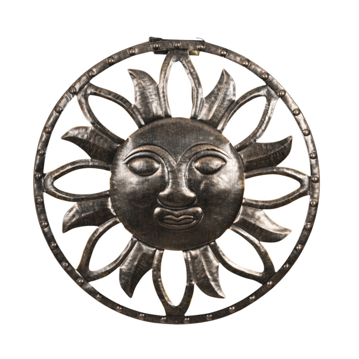 Venkovní osvětlení - Solární kovové slunce na zeď s 24LED, t.bílá s časovačem 37cm