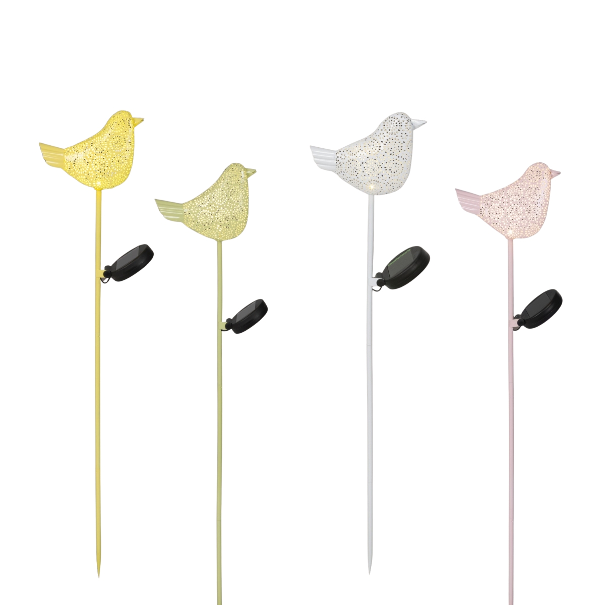 Venkovní osvětlení - Solární kovový zápich s ptáčkem a 1LED, t.bílá s časovačem mix 80cm