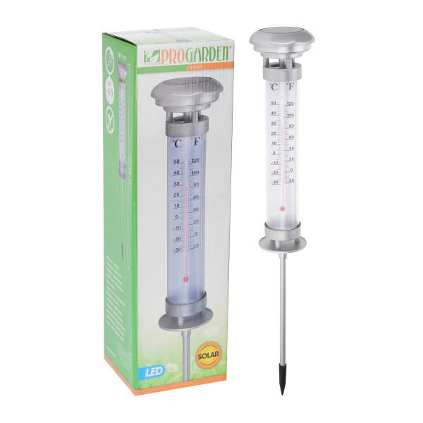 Doplňky do zahrady - Solární teploměr zápich plast a kov 58,5cm