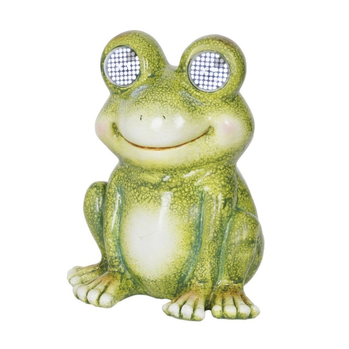 Venkovní osvětlení - Solární žaba s LED, st.bílá s časovačem 24,5cm