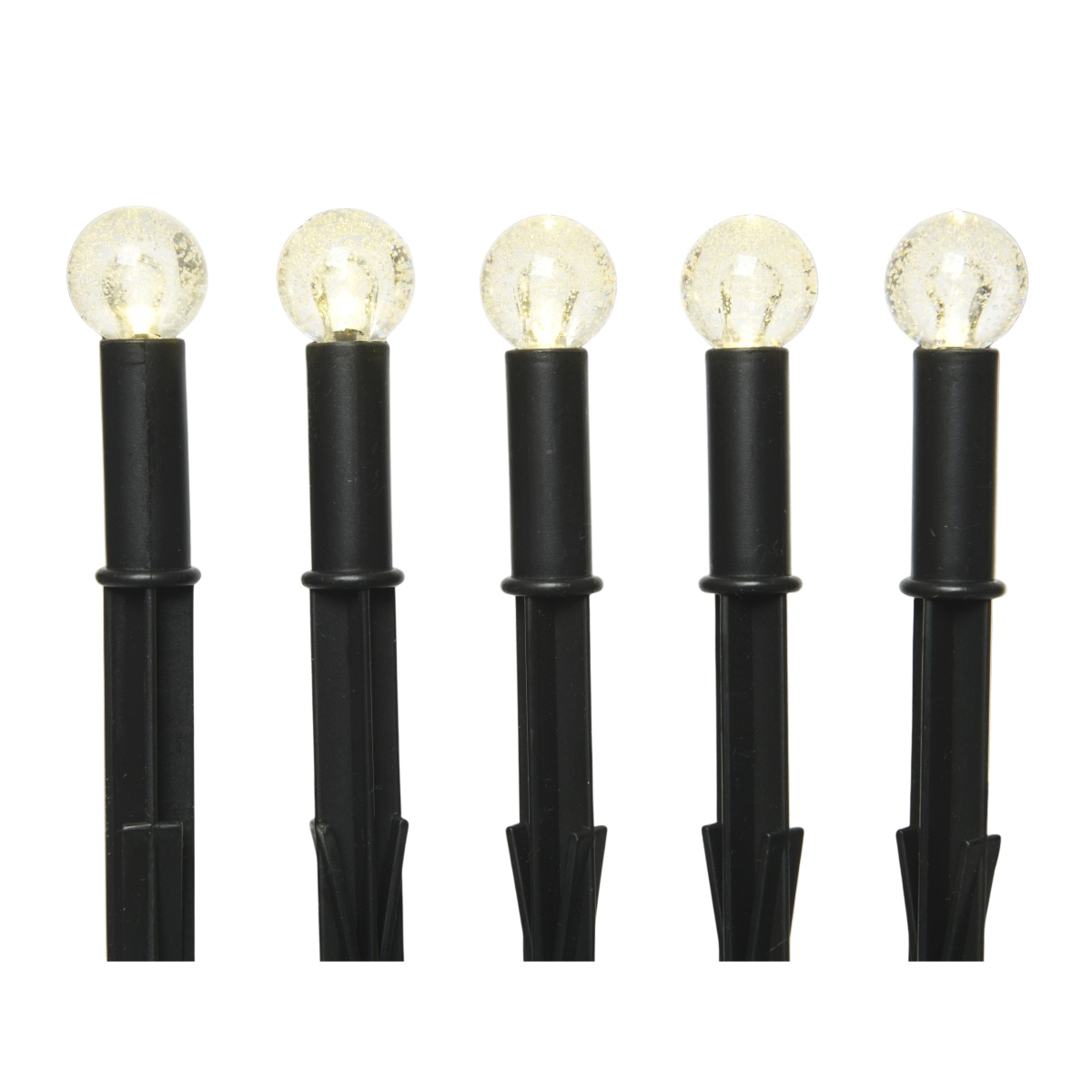 Venkovní osvětlení - Solární zápich 5 koulí s LED, t.bílá s časovačem