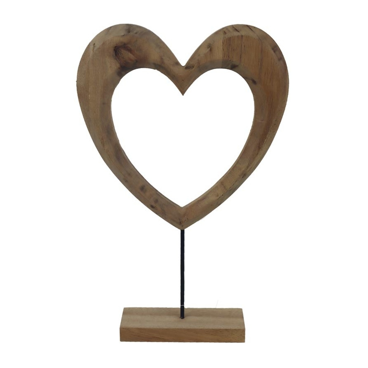 Dřevěné a proutěné dekorace - Srdce dřevěné na podstavci 30,5cm