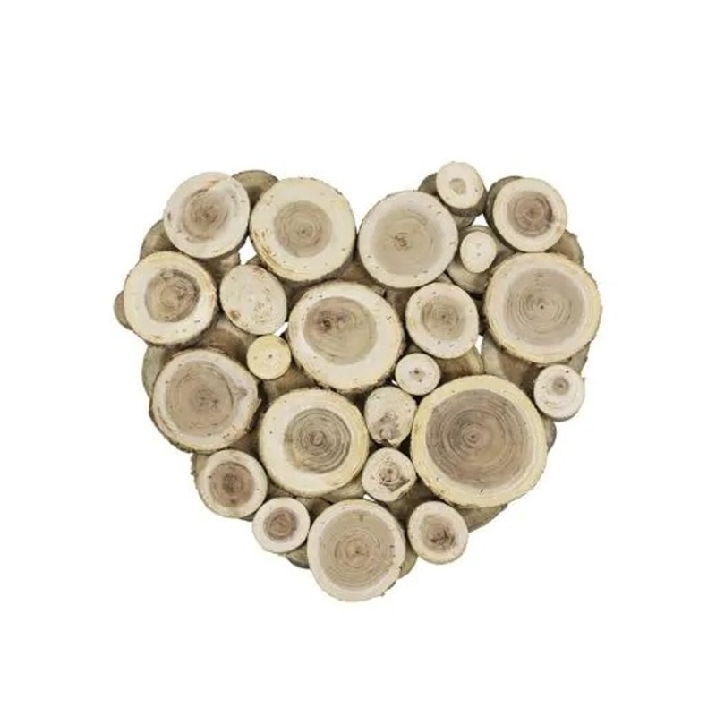 Dřevěné a proutěné dekorace - Srdce z kulatiny přírodní 30cm