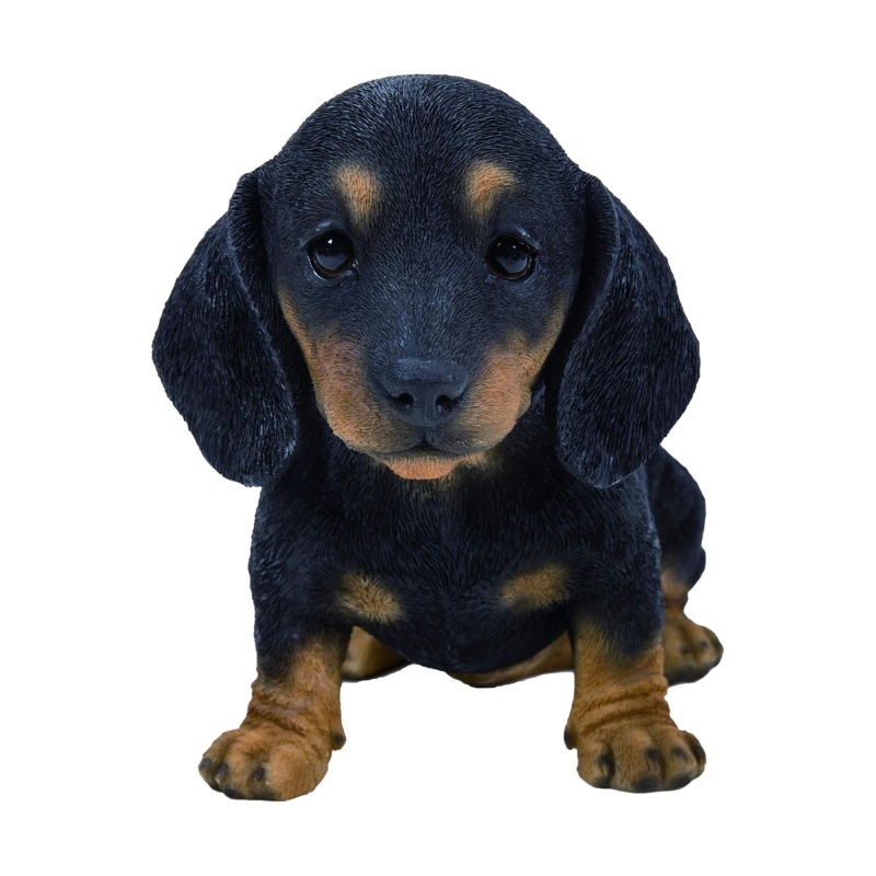 Dekorační figurky zvířat - Štěně jezevčíka polyresinové černé 21cm
