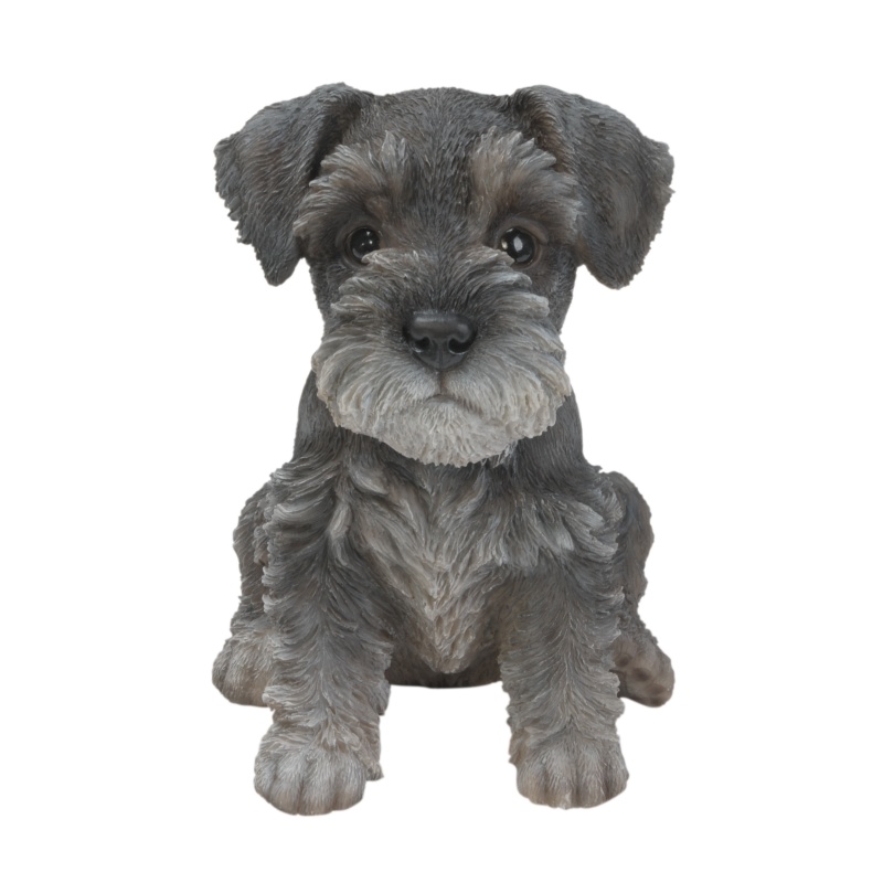 Dekorační figurky zvířat - Štěně Knírače sedící polyresinové 17cm
