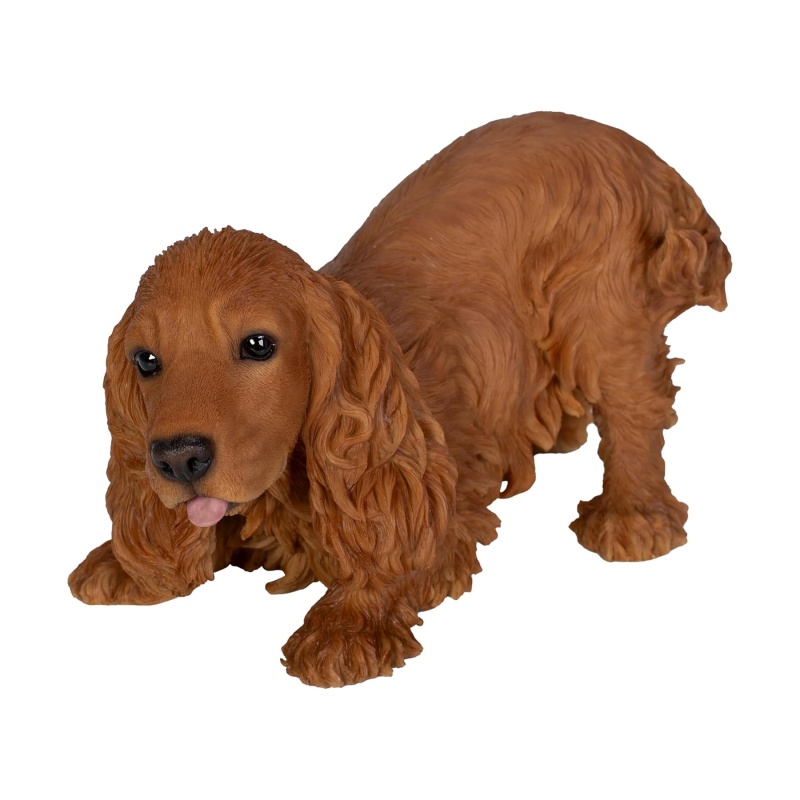 Venkovní zvířátka - Štěně Kokršpaněla hrajícího si polyresinové hnědé 23cm