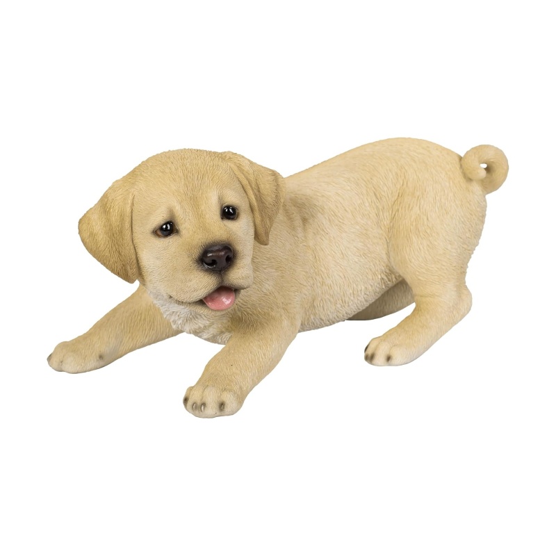 Venkovní zvířátka - Štěně Labradora hrajícího si polyresinové krémové 24cm