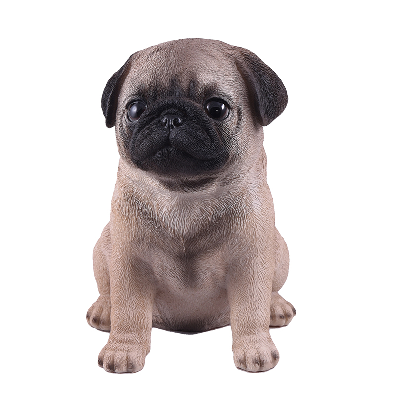 Dekorační figurky zvířat - Štěně Mopse sedící polyresinové 17cm