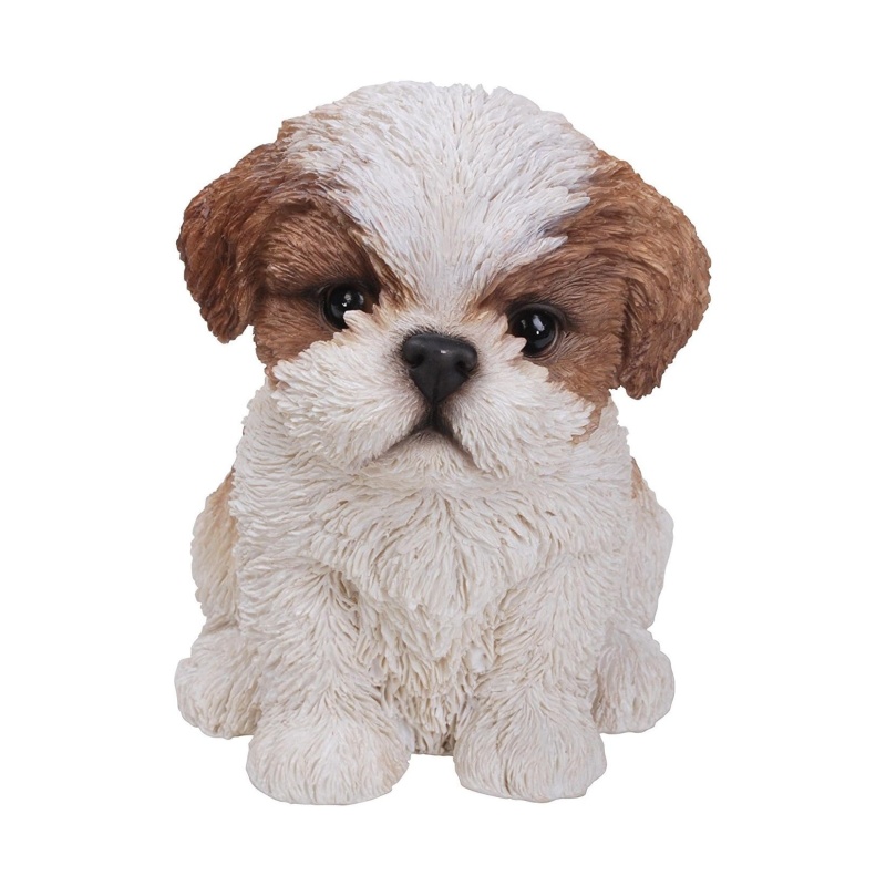 Dekorační figurky zvířat - Štěně Shih-tzu sedící polyresinové 17cm