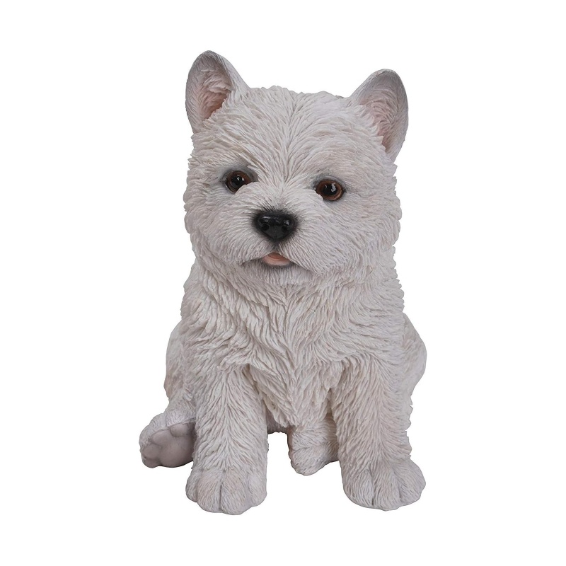 Dekorační figurky zvířat - Štěně West Highland sedící polyresinové 17cm