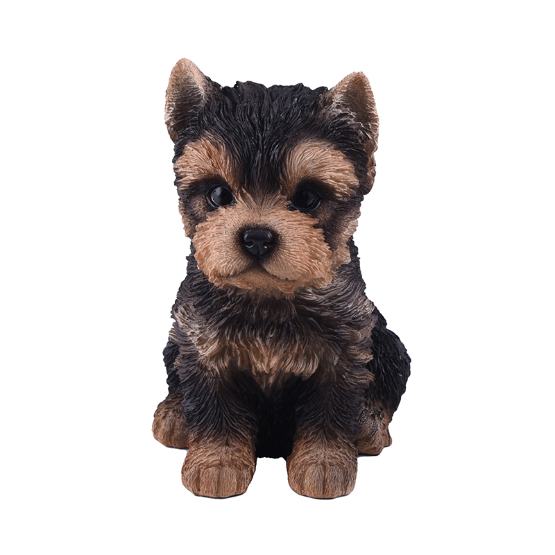 Dekorační figurky zvířat - Štěně Yorkshire sedící polyresiný 16cm