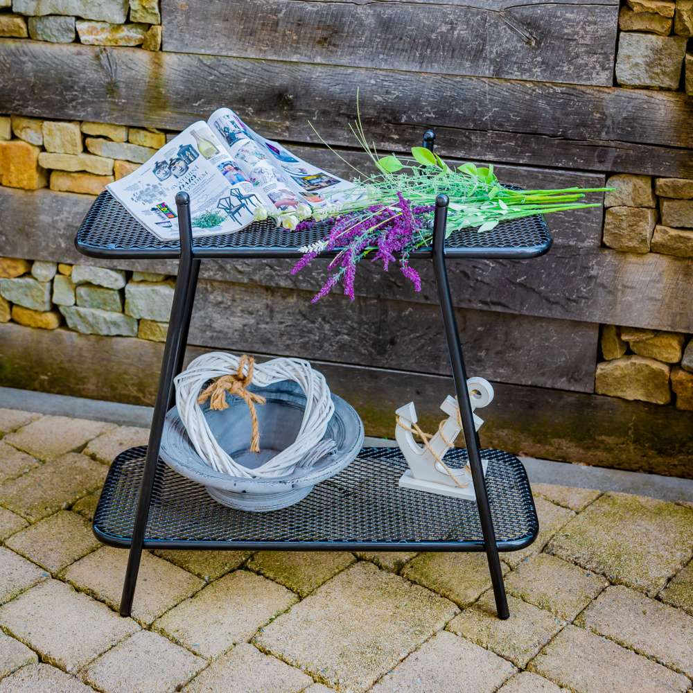 Stojan KAREN 2 patra kovový černý 69cm-0