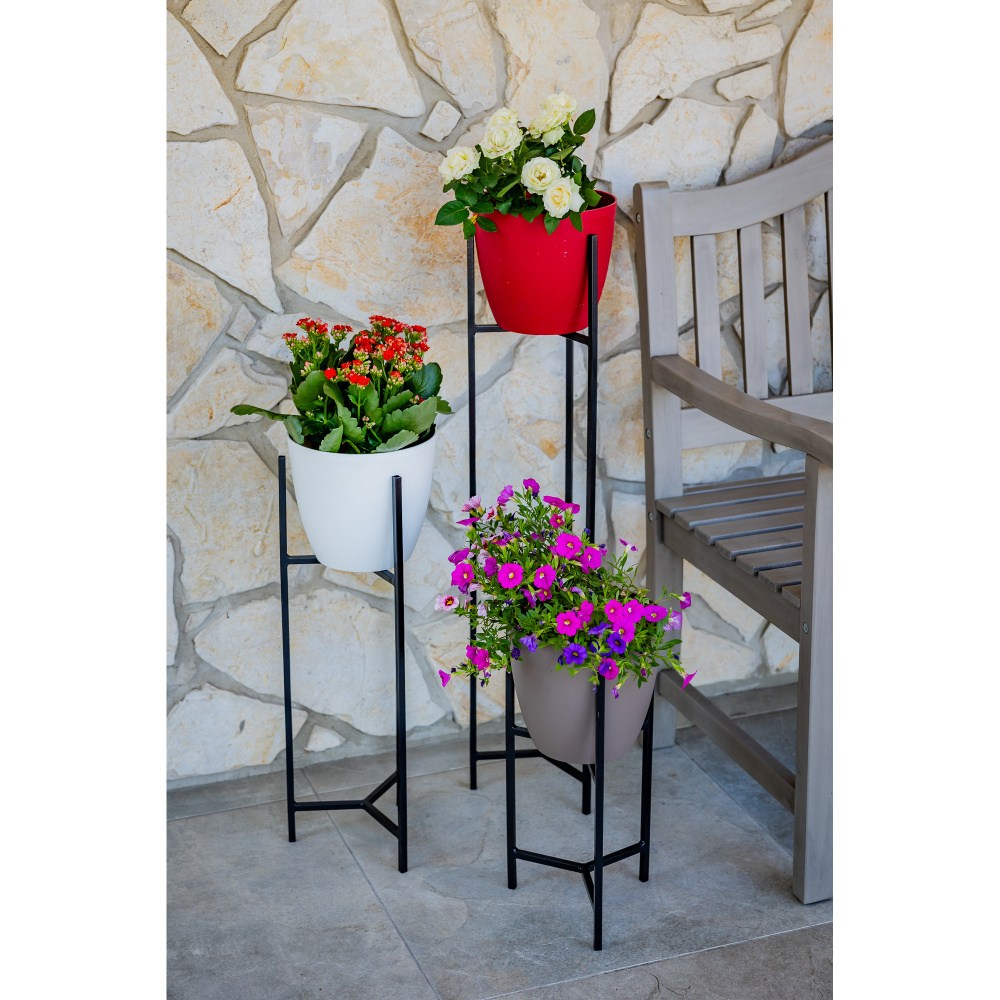 Stojan na květináč LEVENTE kovový černý 40/60/90cm-0