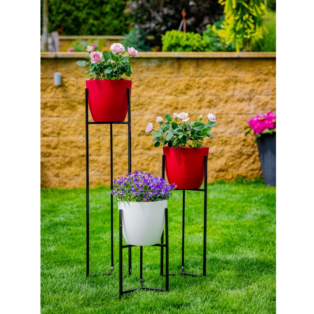 Stojan na květináč LEVENTE kovový černý 40/60/90cm-1
