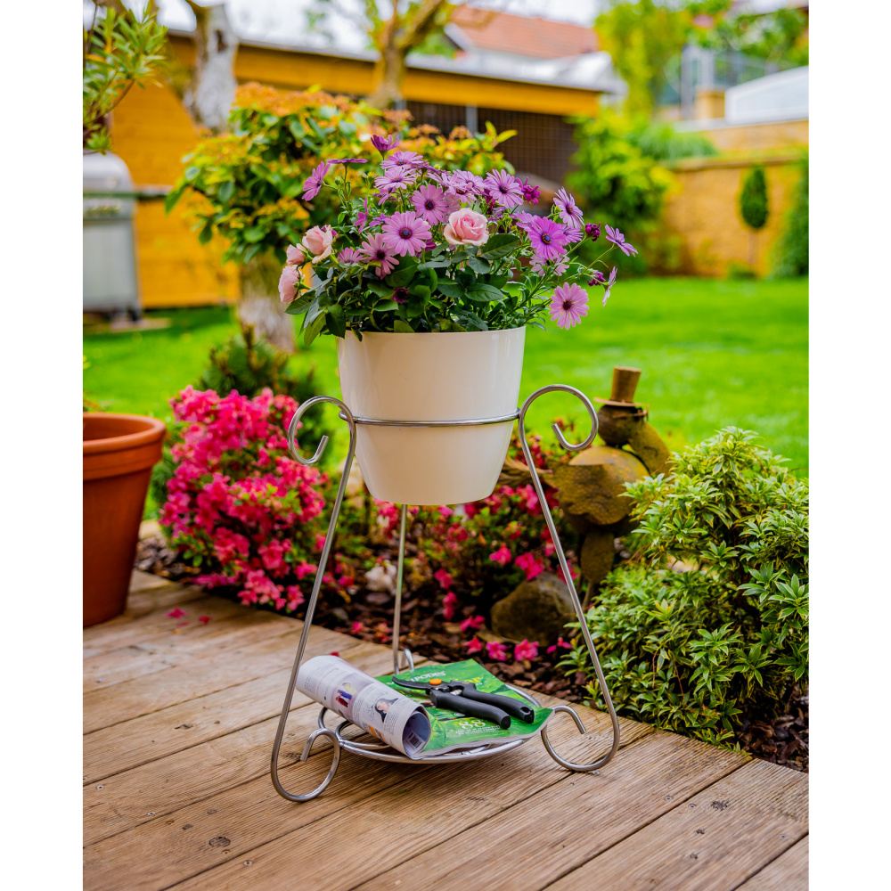 Stojan na květiny BAFING kónický 2 patra kovový černý 50/75cm-0