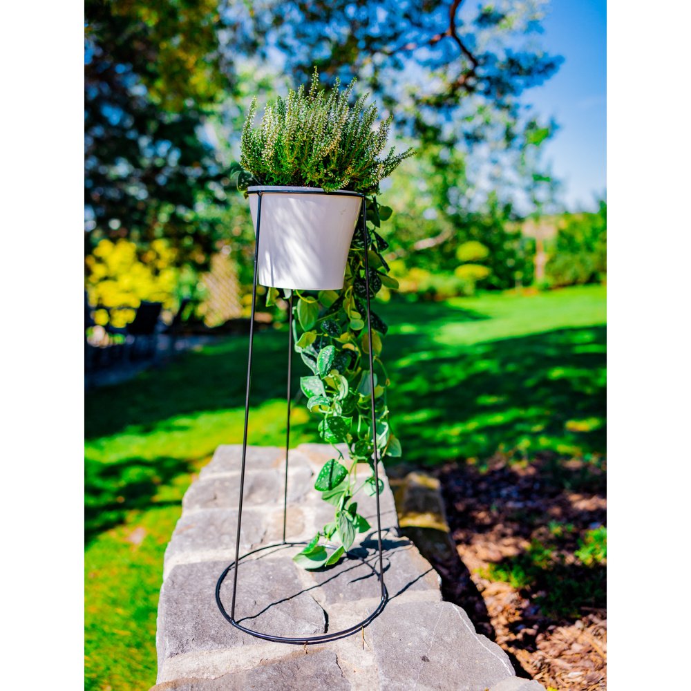 Stojan na květiny kulatý ALBIN kovový černý 70cm-0