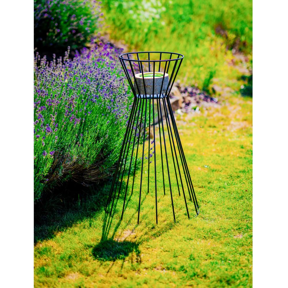 Stojan na květiny kulatý XANTIPA kovový černý 100cm-1