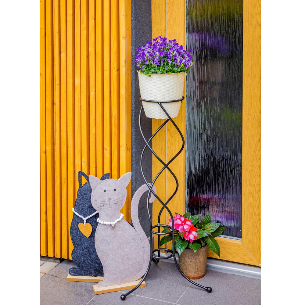 Stojan na květiny LOGONE spirálový kovový černý 75/85cm-1