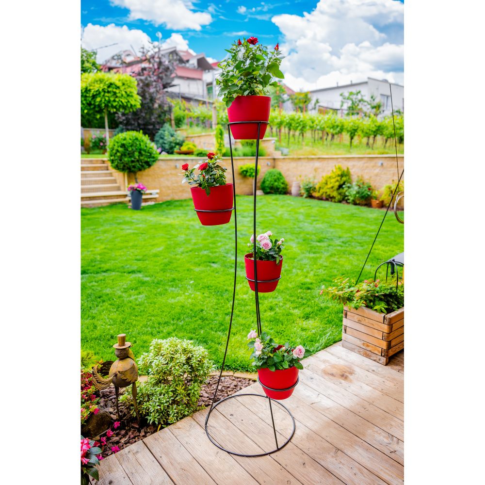 Stojan na květiny MAREB kónický 4 patra kovový černý 160cm-0
