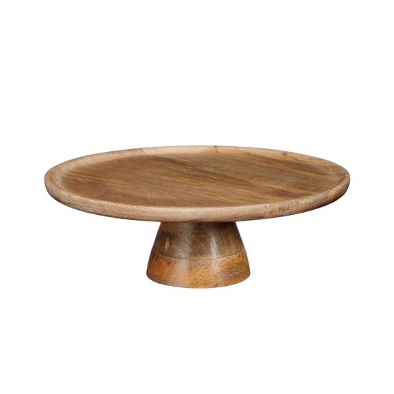 Dřevěné servírovací misky a talíře - Stojánek na dort kulatý dřevěný TALLO sv.hnědý 30cm
