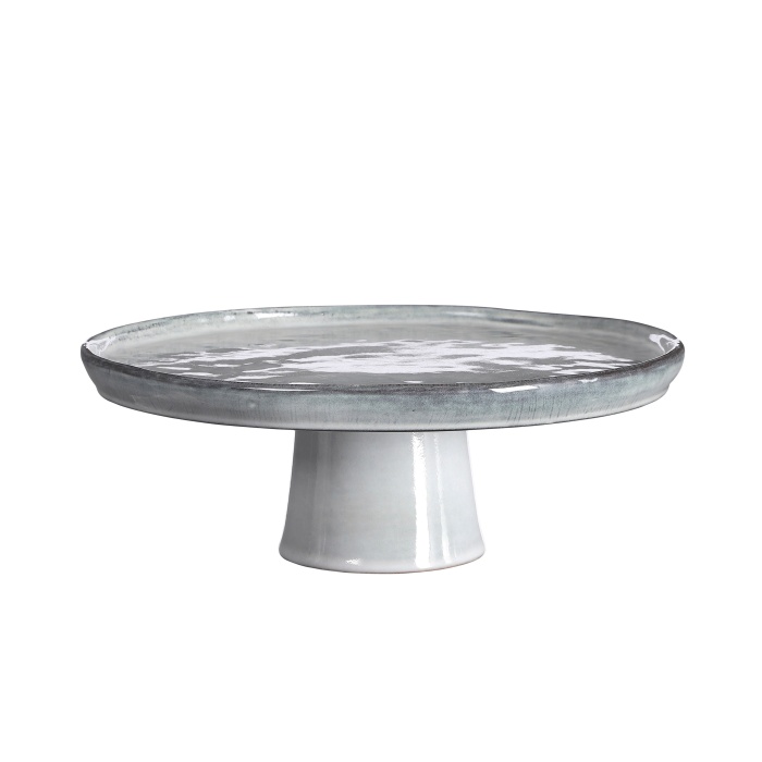 Kuchyňské doplňky - Stojánek na dort kulatý kameninový TABO šedý 27cm