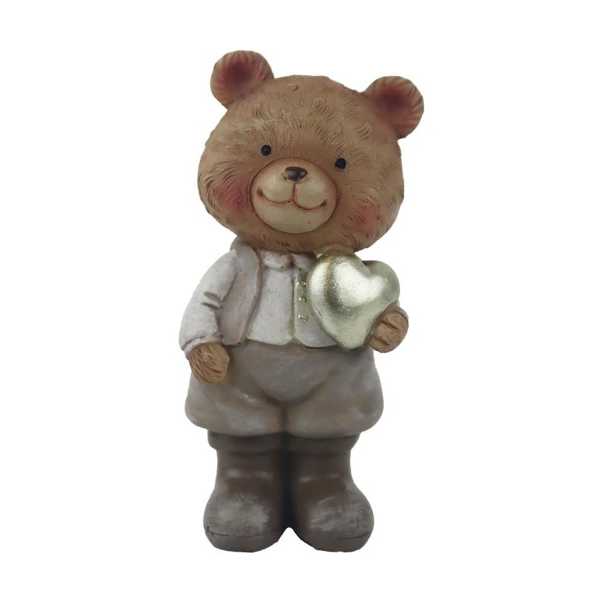 Dekorační figurky zvířat - Stojící medvěd se srdcem polyresinový 10cm