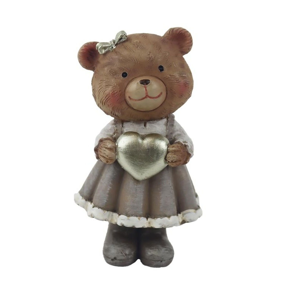 Dekorační figurky zvířat - Stojící medvědice se srdcem polyresinová 10cm