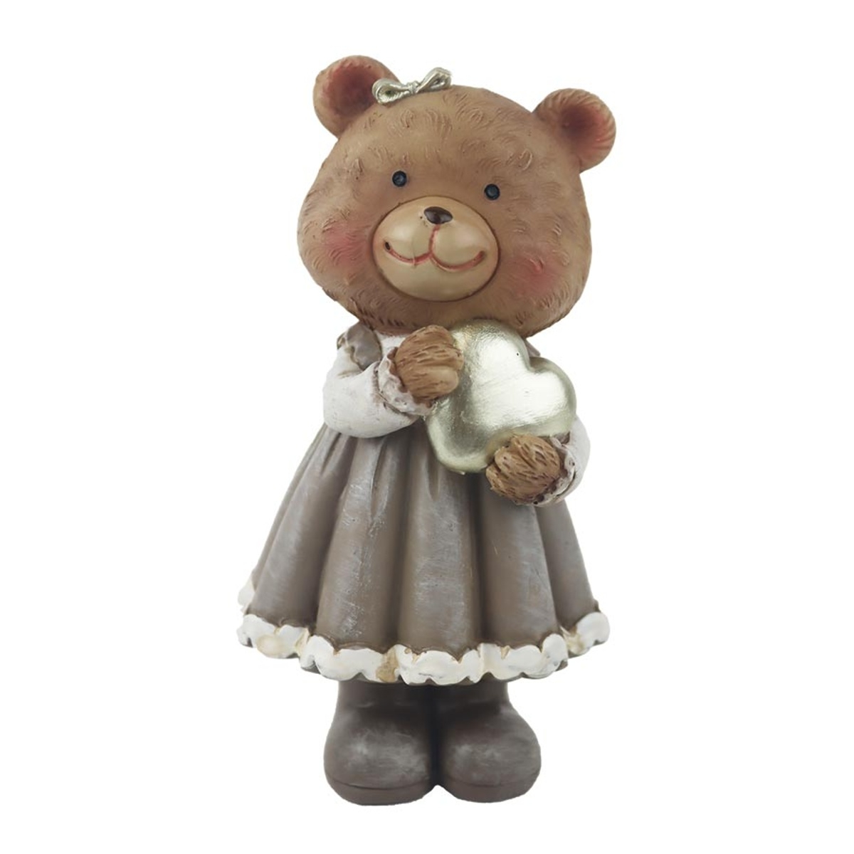 Dekorační figurky zvířat - Stojící medvědice se srdcem polyresinová 15cm