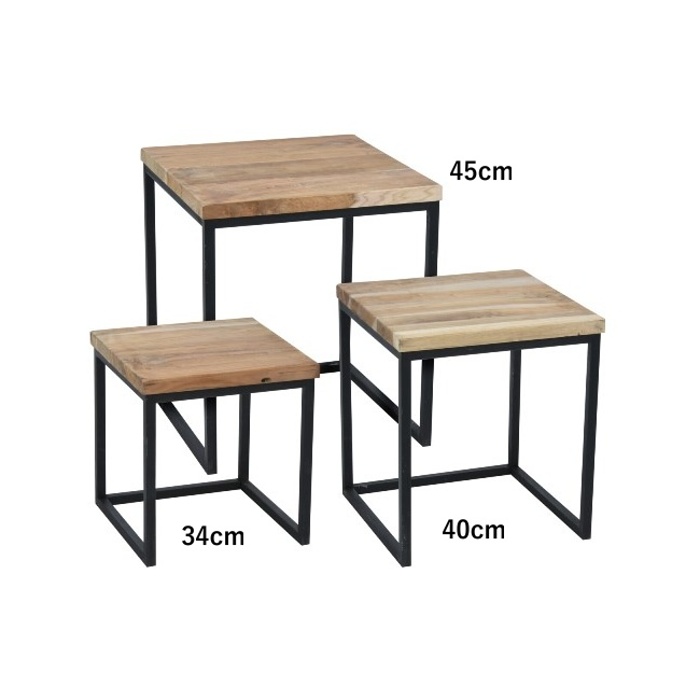 Nábytek a stolky - Stolek hranatý teakový s kovovým rámem 44,5x40cm