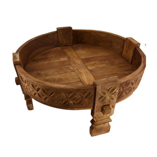 Dřevěné a proutěné dekorace - Stolek kulatý CHAKKI dekor ormanent dřevo 58cm