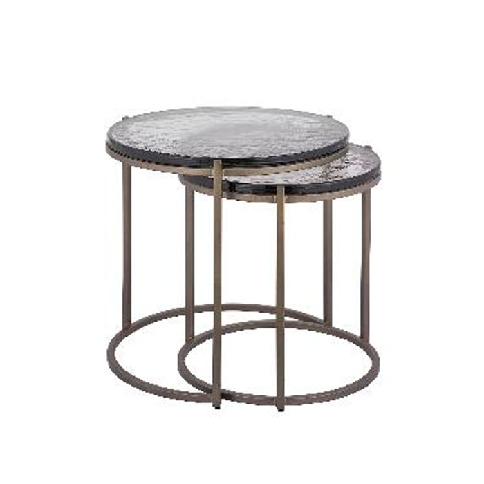 Design pro Váš domov - Stolek kulatý kovový se sklem YOUKE BRASS zlatý 43cm