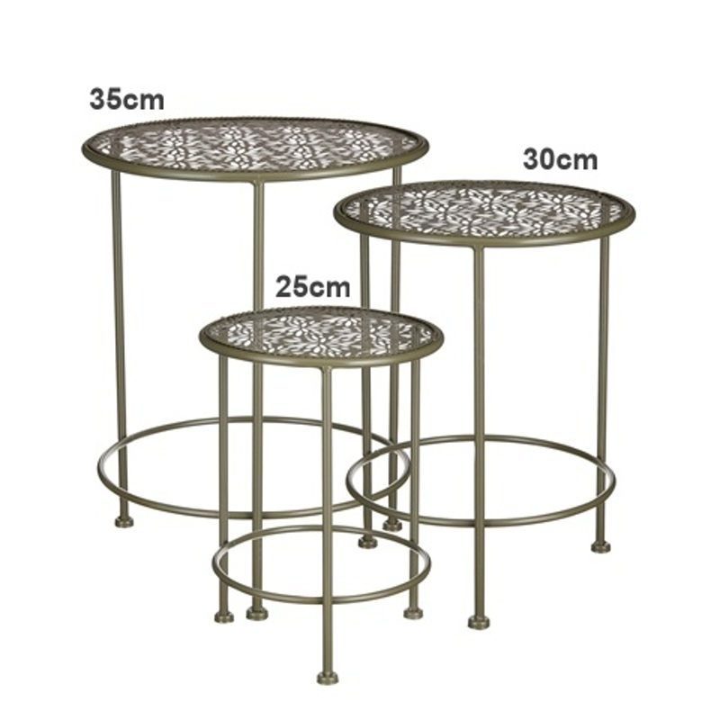 Nábytek a stolky - Stolek na květiny kulatý kovový TIERRA tm.zelený 35cm