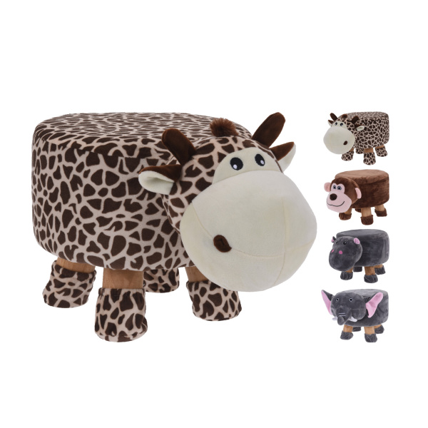 Nábytek a stolky - Stolička zvíře dřevo a plyš  44cm