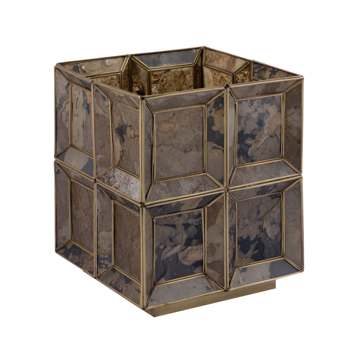 Lucerny a lampy - Stolní lampa hranatá LAYRA antik mosazná 30x24cm