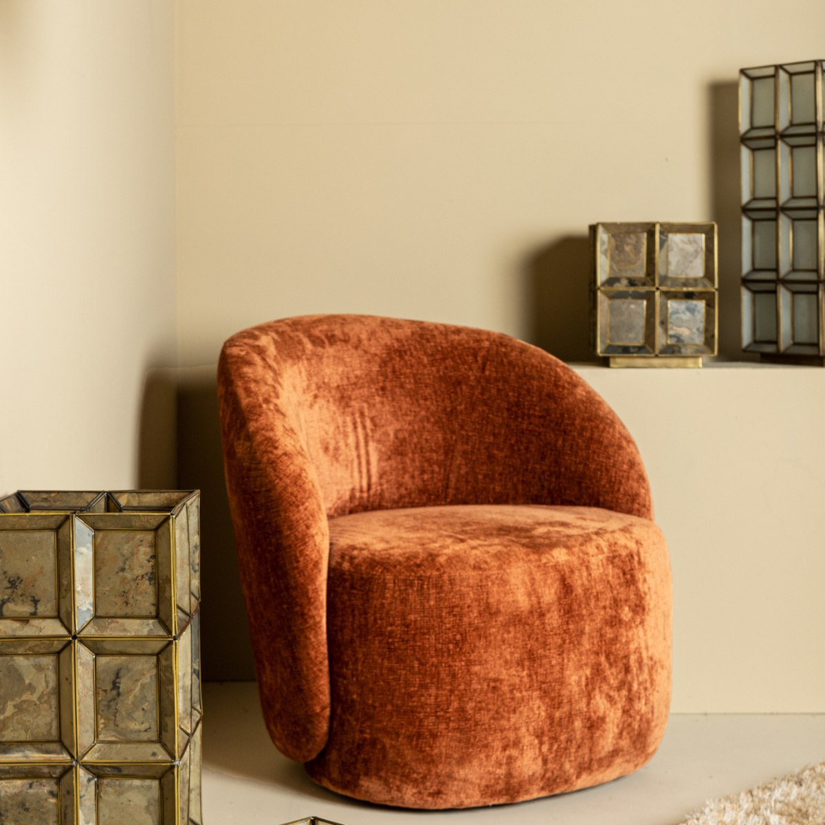 Stolní lampa hranatá LAYRA antik mosazná 30x24cm-0