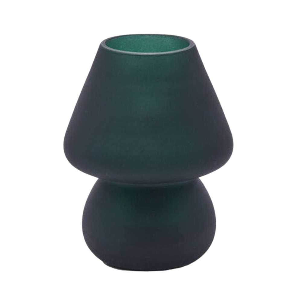 Lucerny a lampy - Stolní venkovní lampa AURA s USB skleněná tm.zelená 15cm