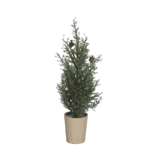 Stromek umělý hrnkový s šiškou zelený 40cm