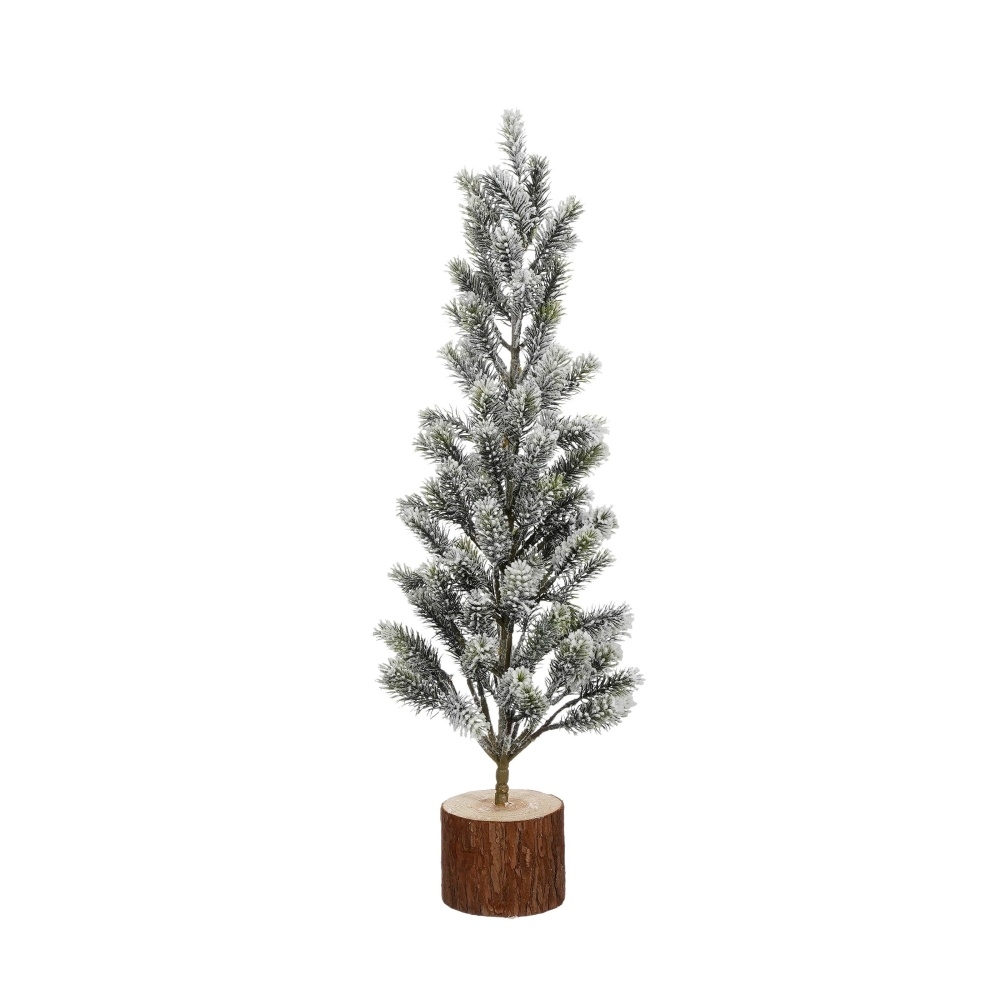 Umělé vánoční stromky - Stromek umělý na špalku zasněžený bílo-zelený 58cm