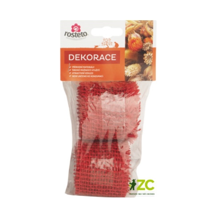 Stuhy, vlákna a lýka - Stuha jutová ROSTETO 3m červená 2ks