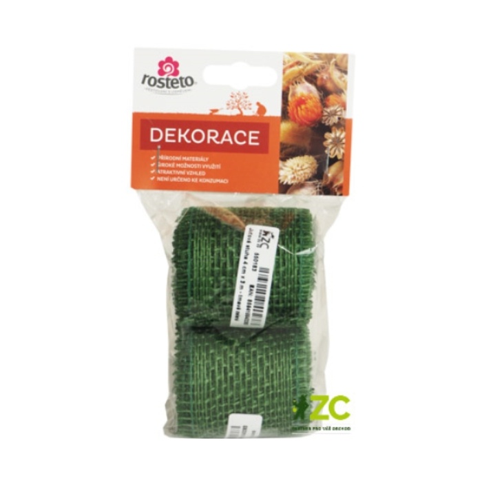 Stuhy, vlákna a lýka - Stuha jutová ROSTETO 3m tm.zelená 2ks