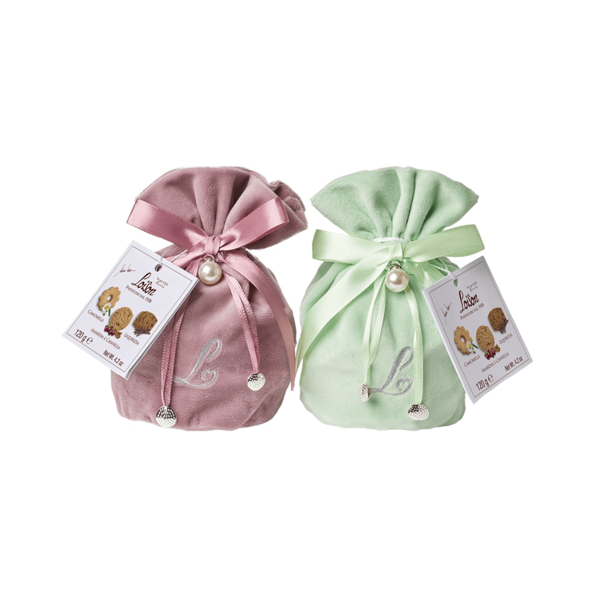 Sladké pochoutky - Sušenky 3 druhy - CAMOMILLA, AMARENA CANNELLA, LIQUIRIZIA v sáčku 120g