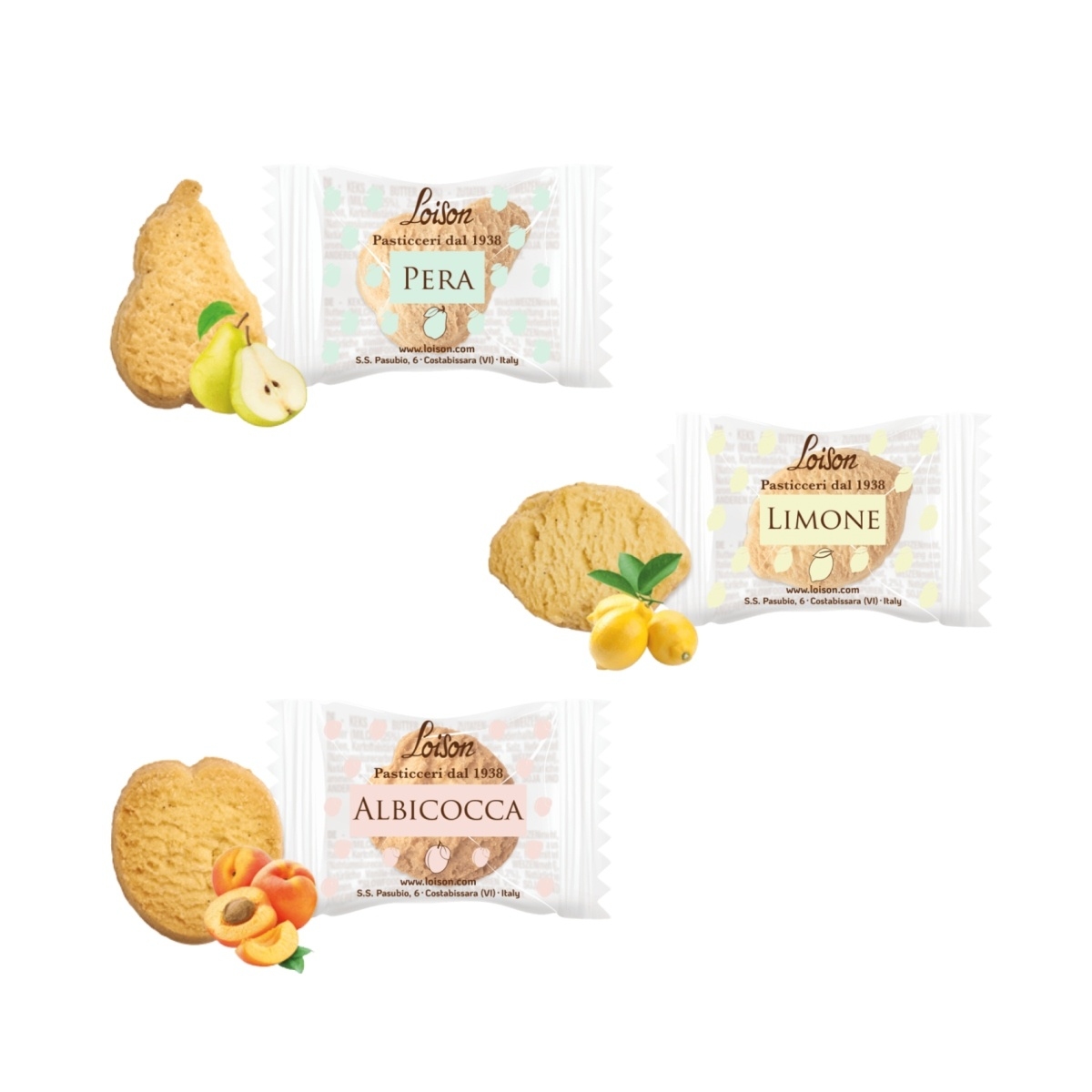 Sušenky 3 druhy LIMONE, ALBICOCCA, PERA v sáčku 120g-0