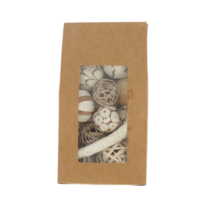 Přízdoby - Sušina koule v krabičce mix přírodní 12ks