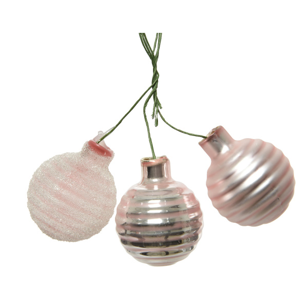 Svazková skleněná koule lesklá,matná,glitry růžová 3ks
