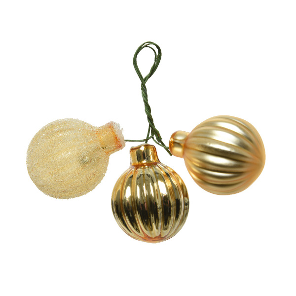 Svazková skleněná koule lesklá,matná,glitry zlatá 3ks