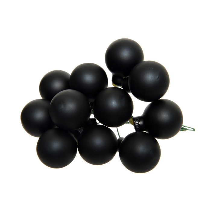 Svazková skleněná koule s drátkem 2,5cm matná černá 12ks