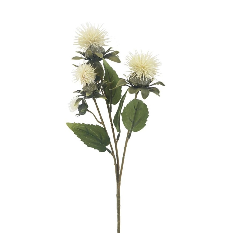 Letní umělé květiny - Světlice řezaná umělá 5 květů bílá 57cm