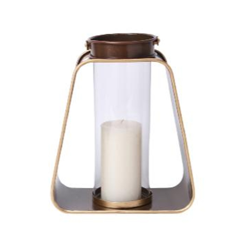 Svícny - Svícen kovový CARLETON PLACE se sklem na 1 svíčku hnědo-zlatý 29cm