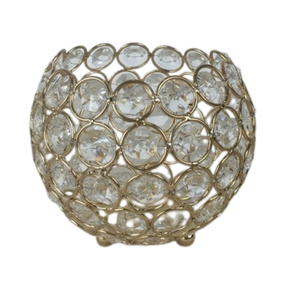 Svícny - Svícen kovový s krystaly 12cm