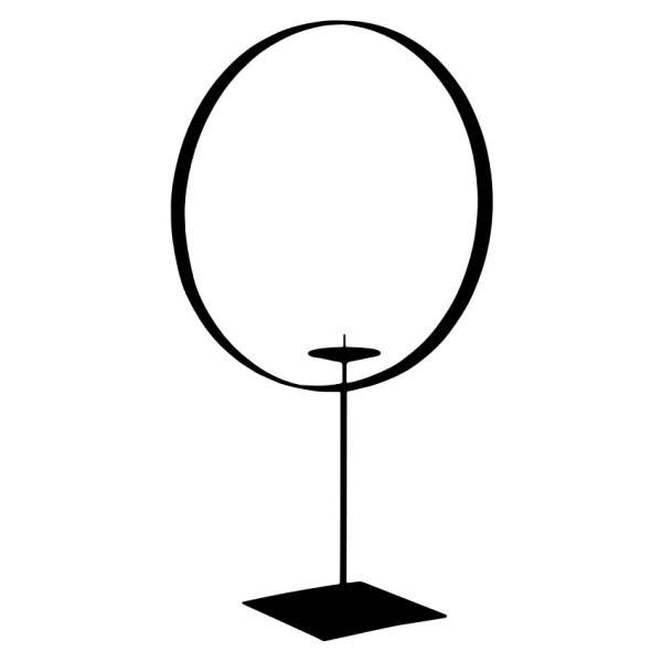 Dekorace - Svícen kruhový WAIKATO na 1 svíčku na podstavci kovový stříbrný 80cm